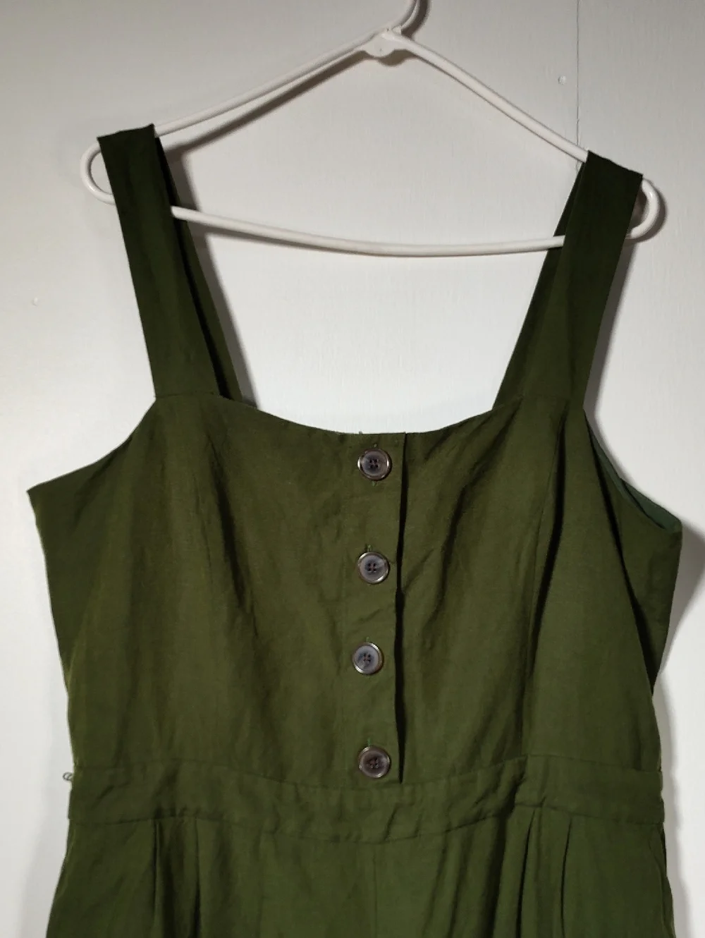 Ann Taylor green linen blend wide leg one piece jumpsuit 16